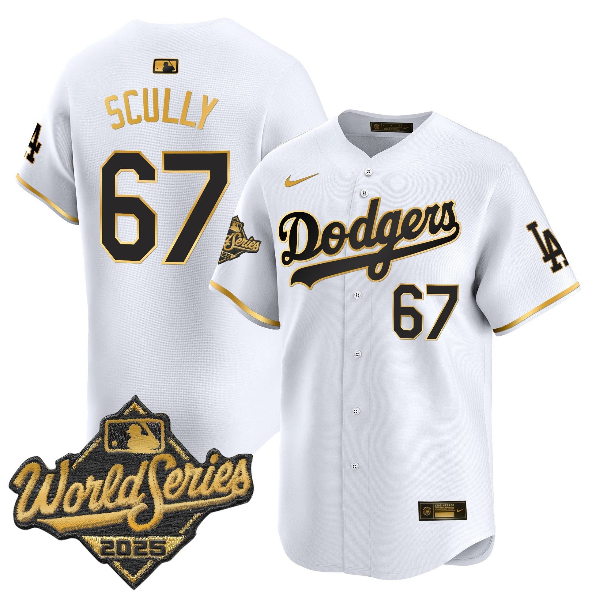 Dodgers 2025 World Series Gold Trim Vapor Premier Limited Jersey - All Stitched