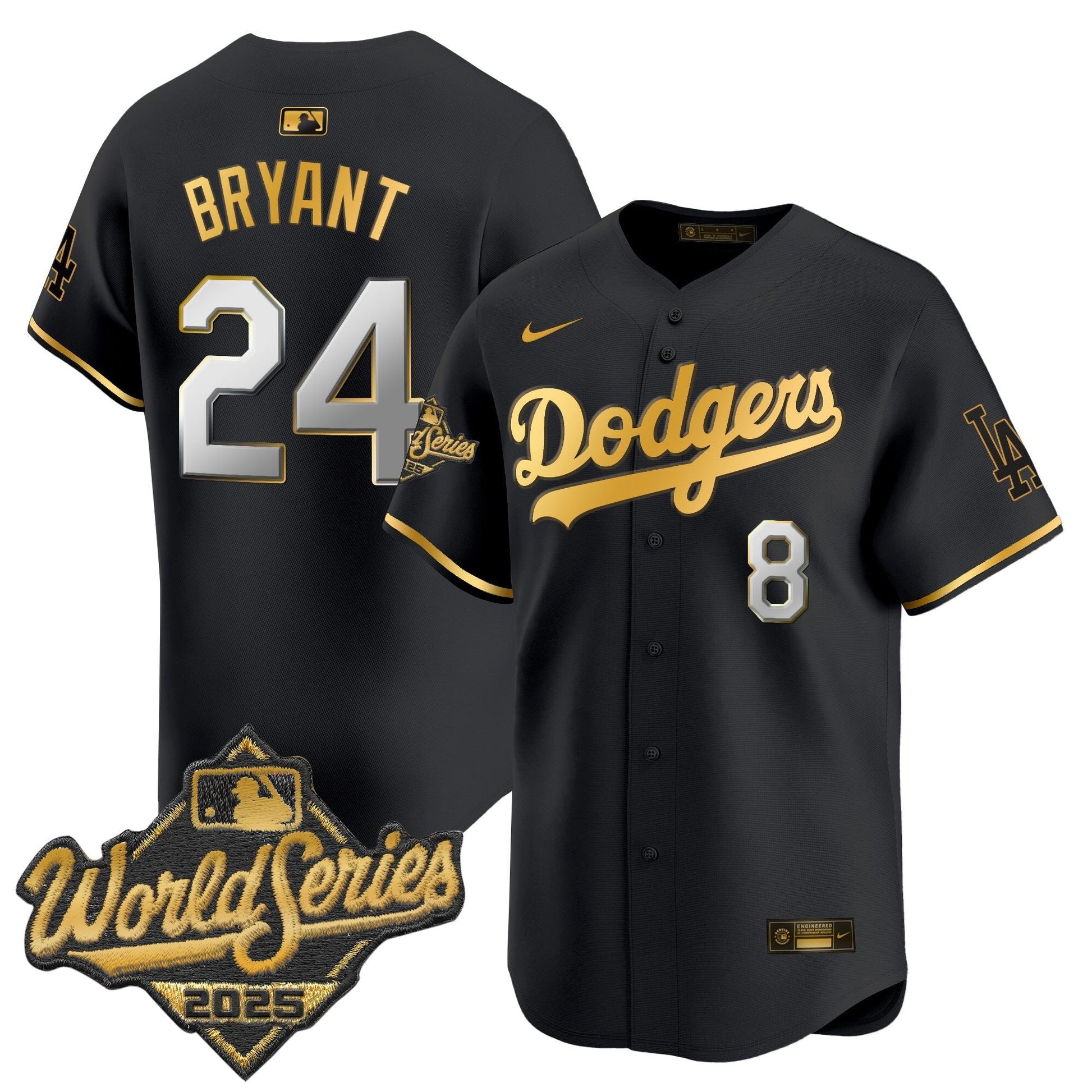 Dodgers 2025 World Series Gold Trim Vapor Premier Limited Jersey - All Stitched