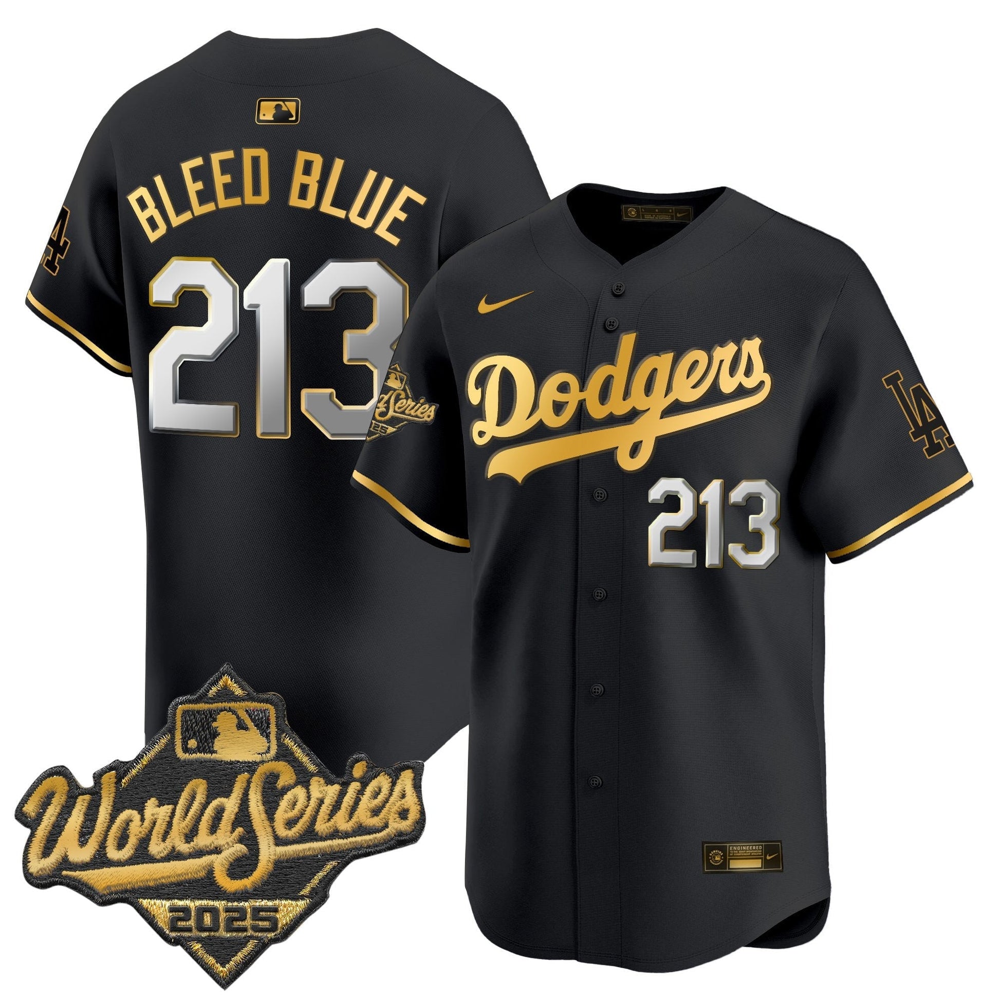 Dodgers 2025 World Series Gold Trim Vapor Premier Limited Jersey - All Stitched