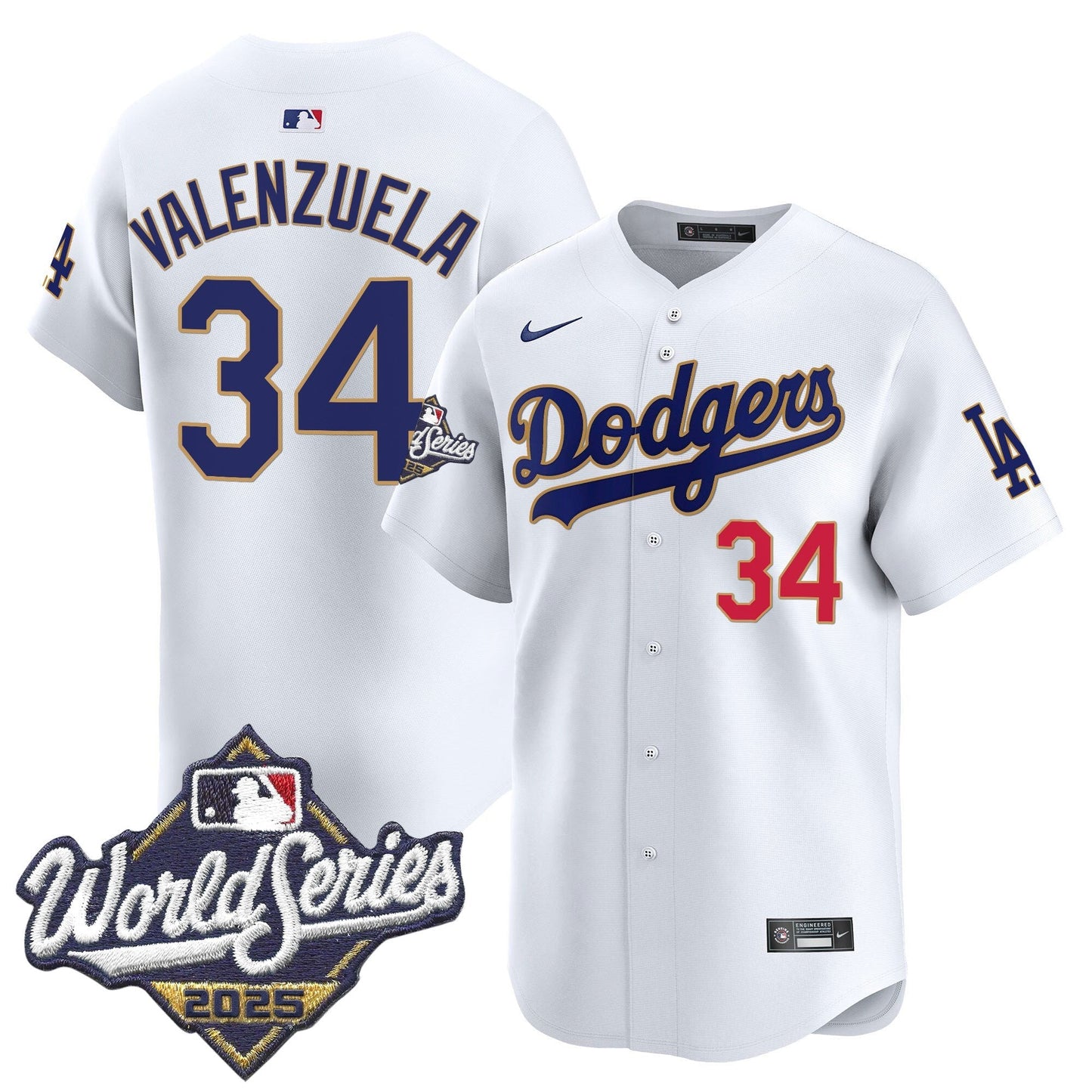Dodgers 2025 World Series Gold Trim Vapor Premier Limited Jersey - All Stitched