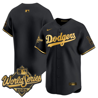 Dodgers 2025 World Series Gold Trim Vapor Premier Limited Jersey - All Stitched