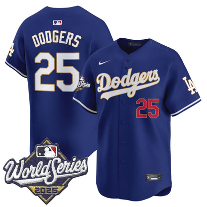 Dodgers 2025 World Series Gold Trim Vapor Premier Limited Jersey - All Stitched
