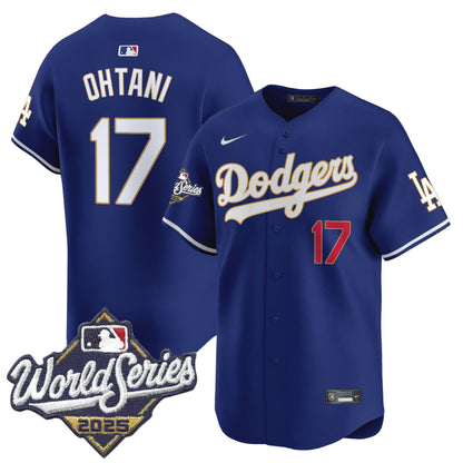 Men's Dodgers 2025 World Series Gold Trim Vapor Premier Limited Jersey - All Stitched