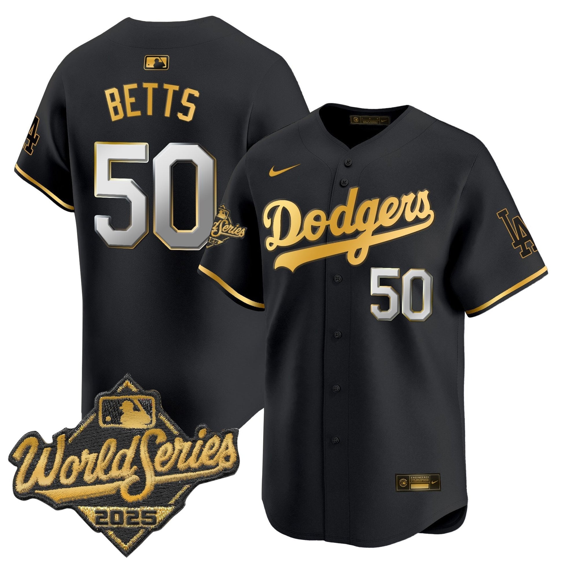 Dodgers 2025 World Series Gold Trim Vapor Premier Limited Jersey - All Stitched