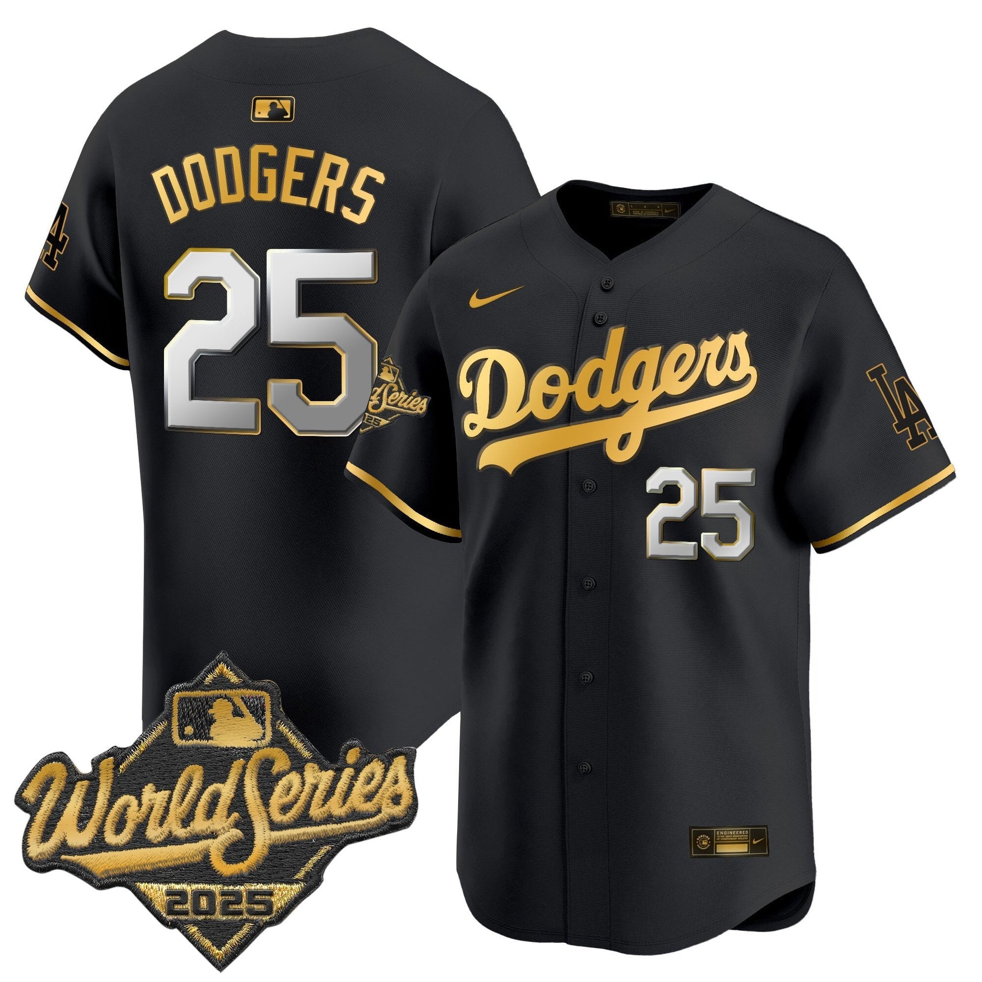 Dodgers 2025 World Series Gold Trim Vapor Premier Limited Jersey - All Stitched