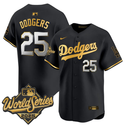 Dodgers 2025 World Series Gold Trim Vapor Premier Limited Jersey - All Stitched