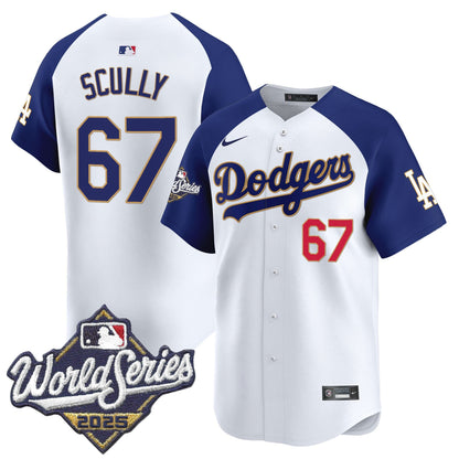 Men's Dodgers 2025 World Series Gold Trim Vapor Premier Limited Jersey - All Stitched