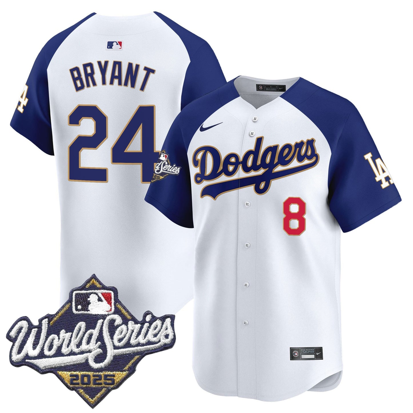 Men's Dodgers 2025 World Series Gold Trim Vapor Premier Limited Jersey - All Stitched