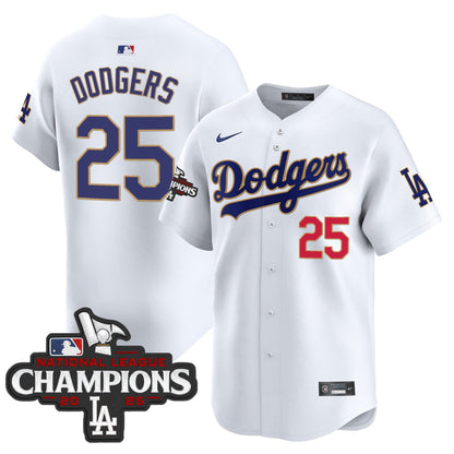 Men's Dodgers 2025 National League Champions Vapor Premier Limited Jersey - All Stitched