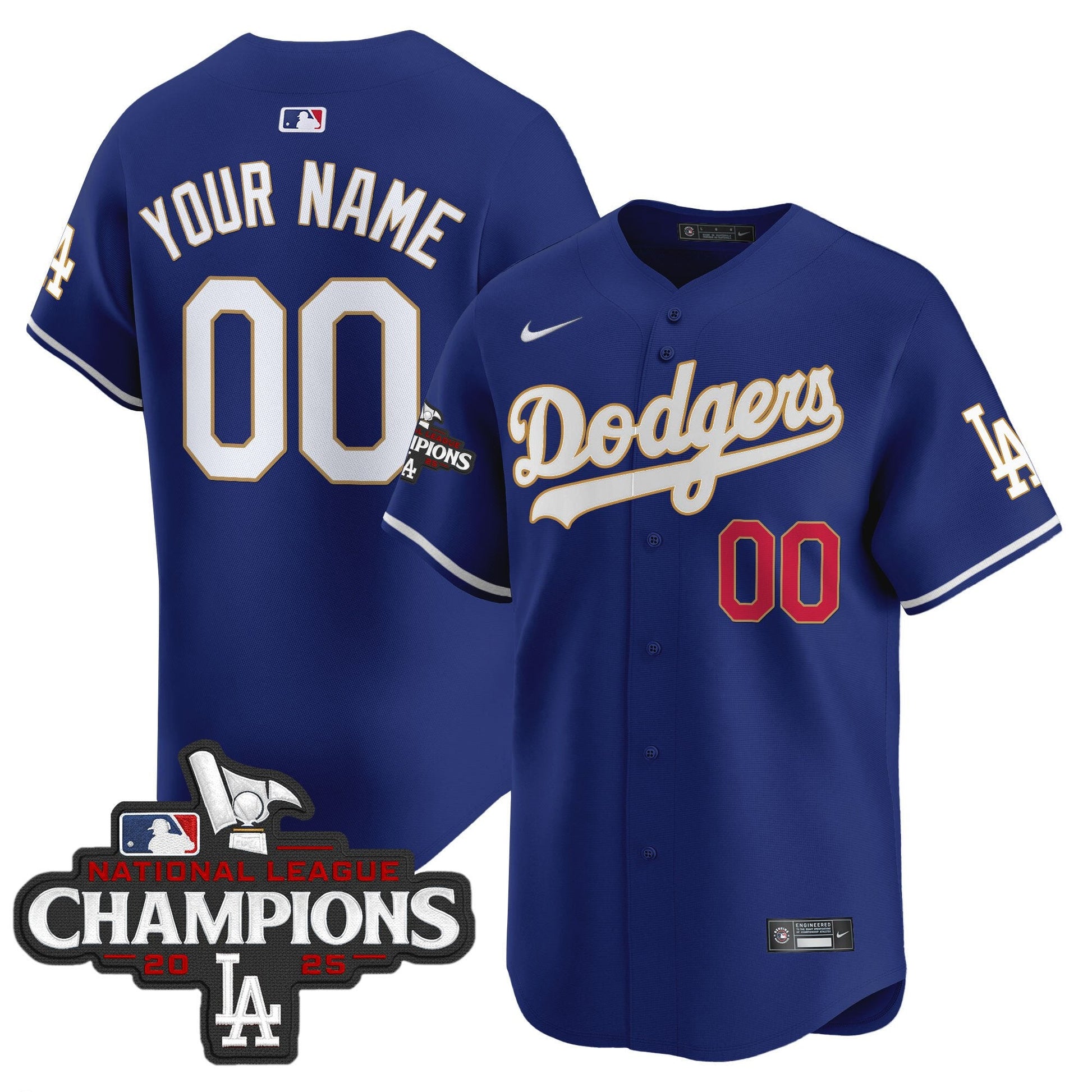 Dodgers 2025 National League Champions Vapor Premier Limited Custom Jersey - All Stitched