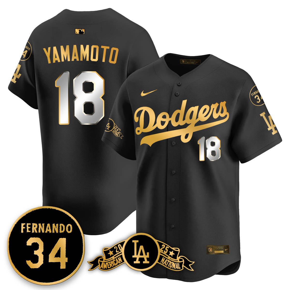 Los Angeles Dodgers 2025 National League Champions Jersey - All Stitched