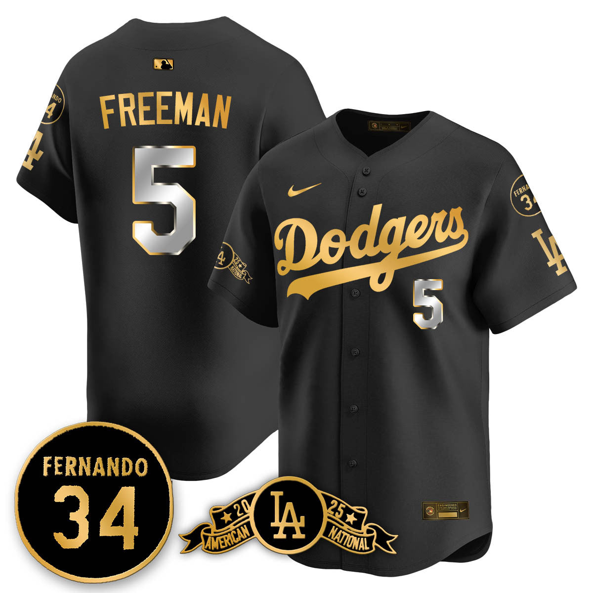 Los Angeles Dodgers 2025 National League Champions Jersey - All Stitched