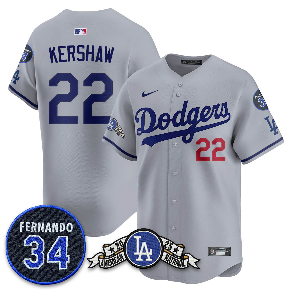 LAD 2025 National League Champions Jersey - All Stitched
