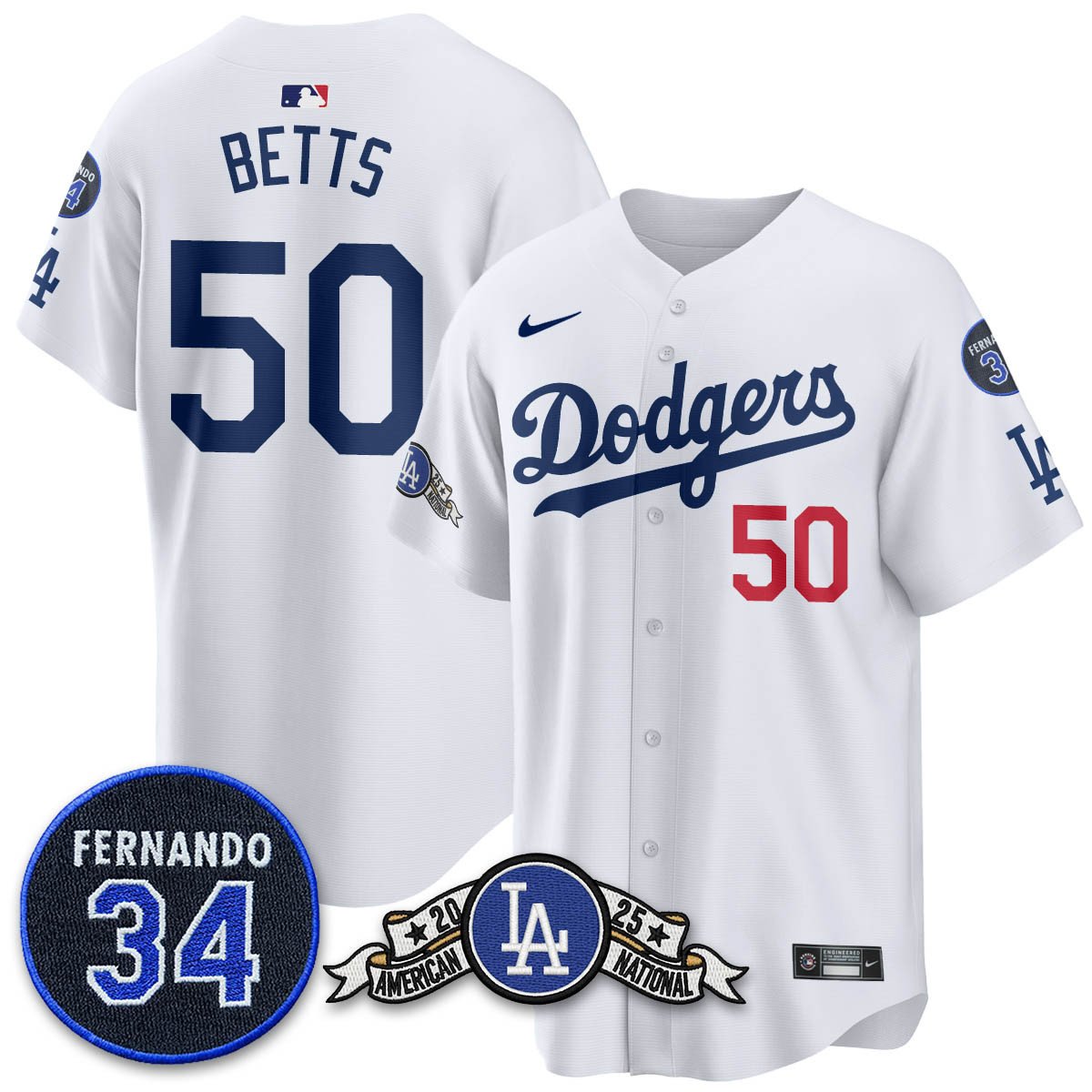 Los Angeles Dodgers 2025 National League Champions Jersey - All Stitched