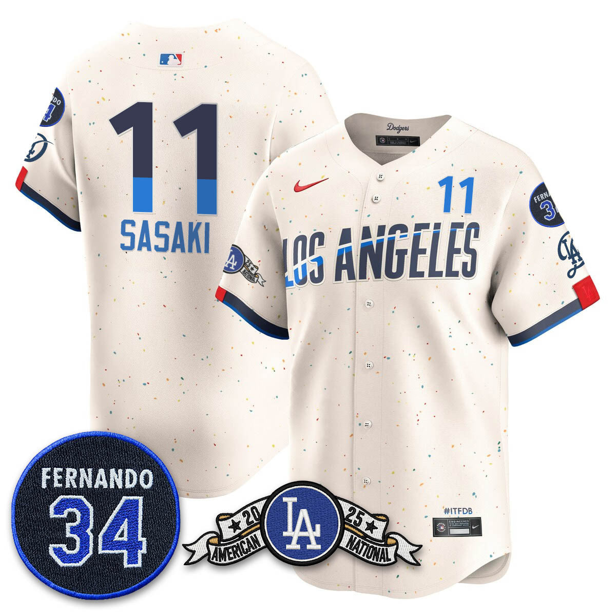 Los Angeles Dodgers 2025 National League Champions Jersey - All Stitched