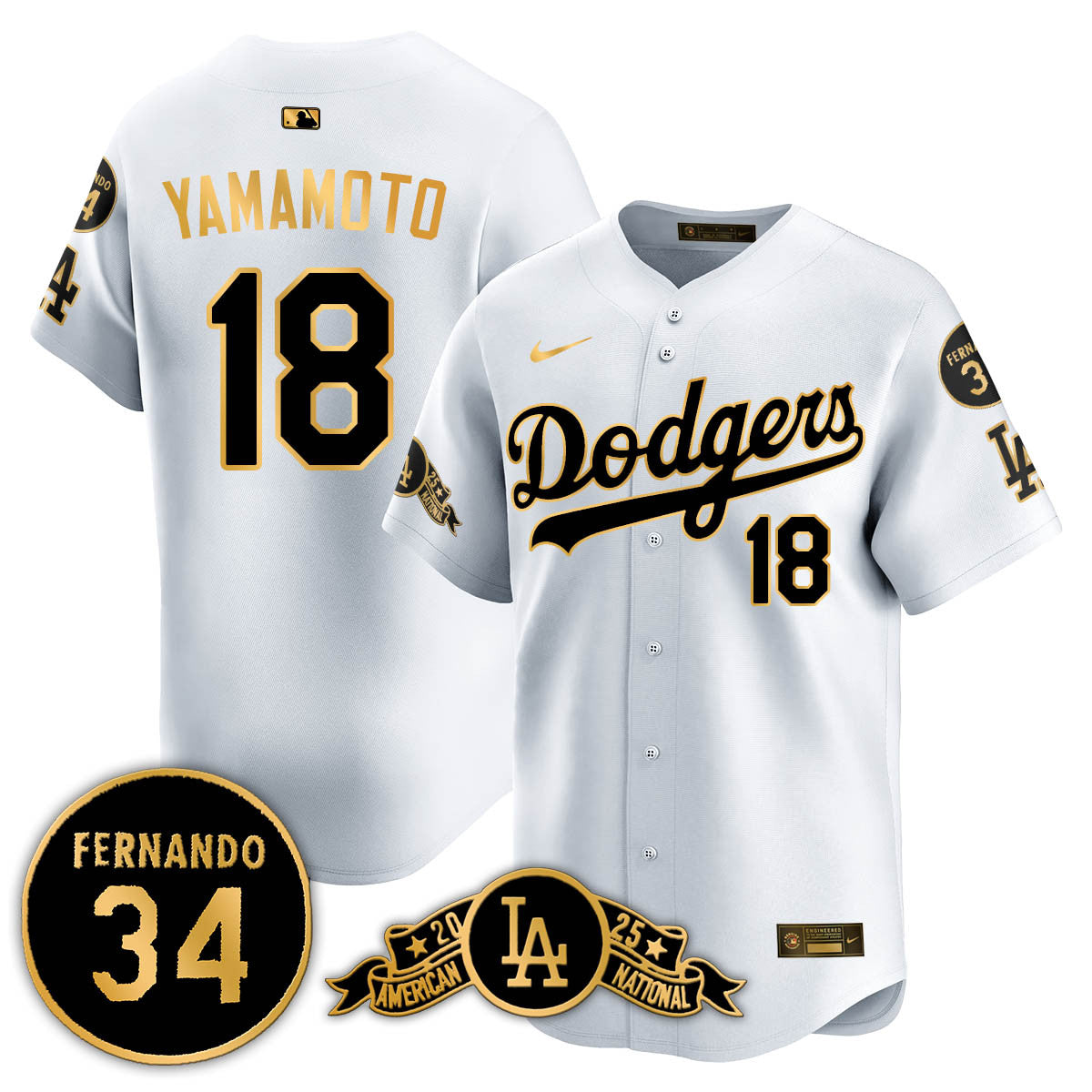 Los Angeles Dodgers 2025 National League Champions Jersey - All Stitched
