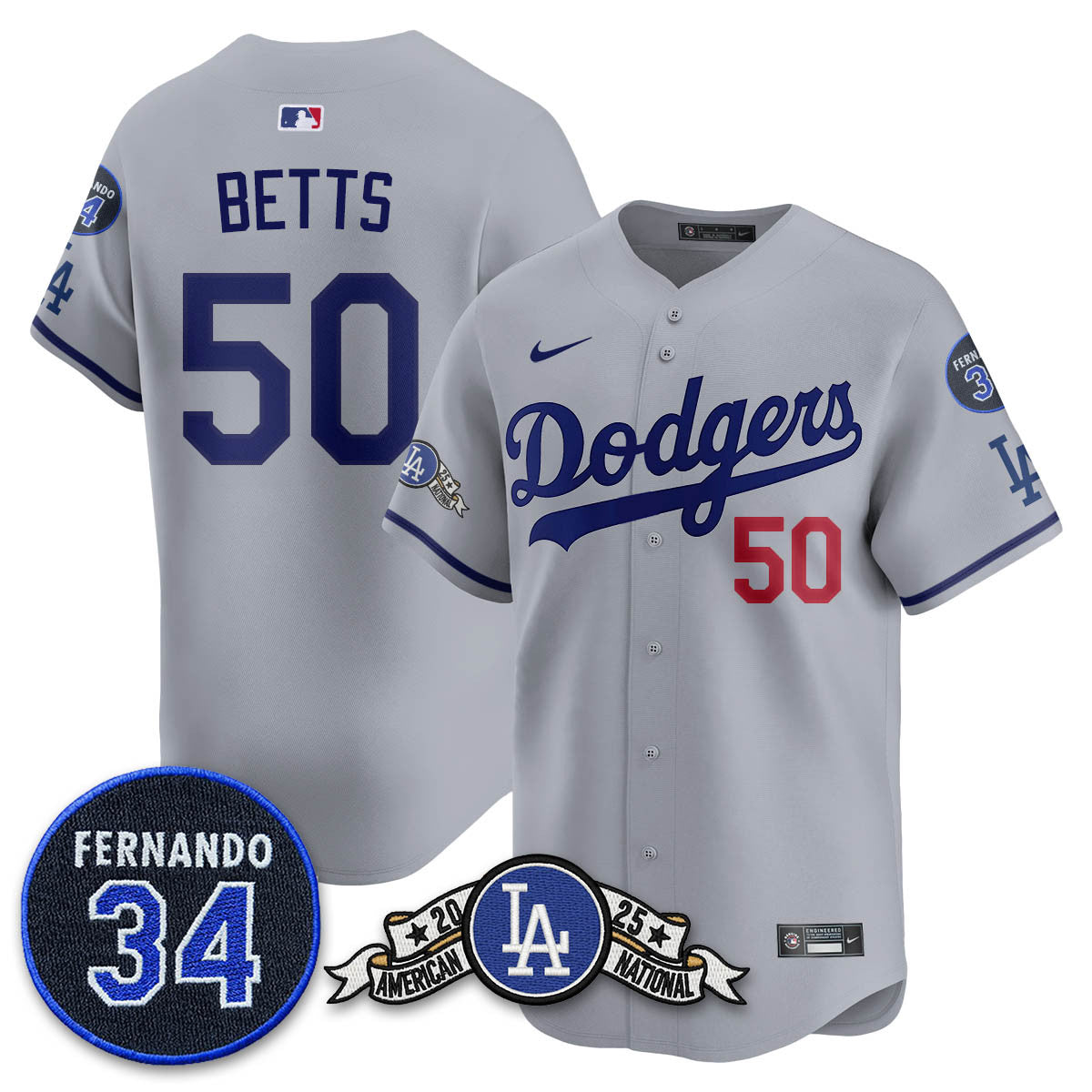 LAD 2025 National League Champions Jersey - All Stitched