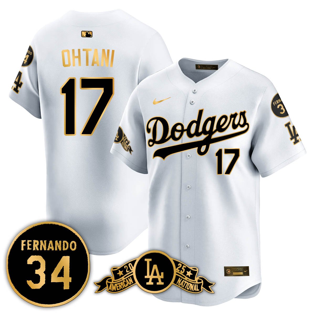 Los Angeles Dodgers 2025 National League Champions Jersey - All Stitched