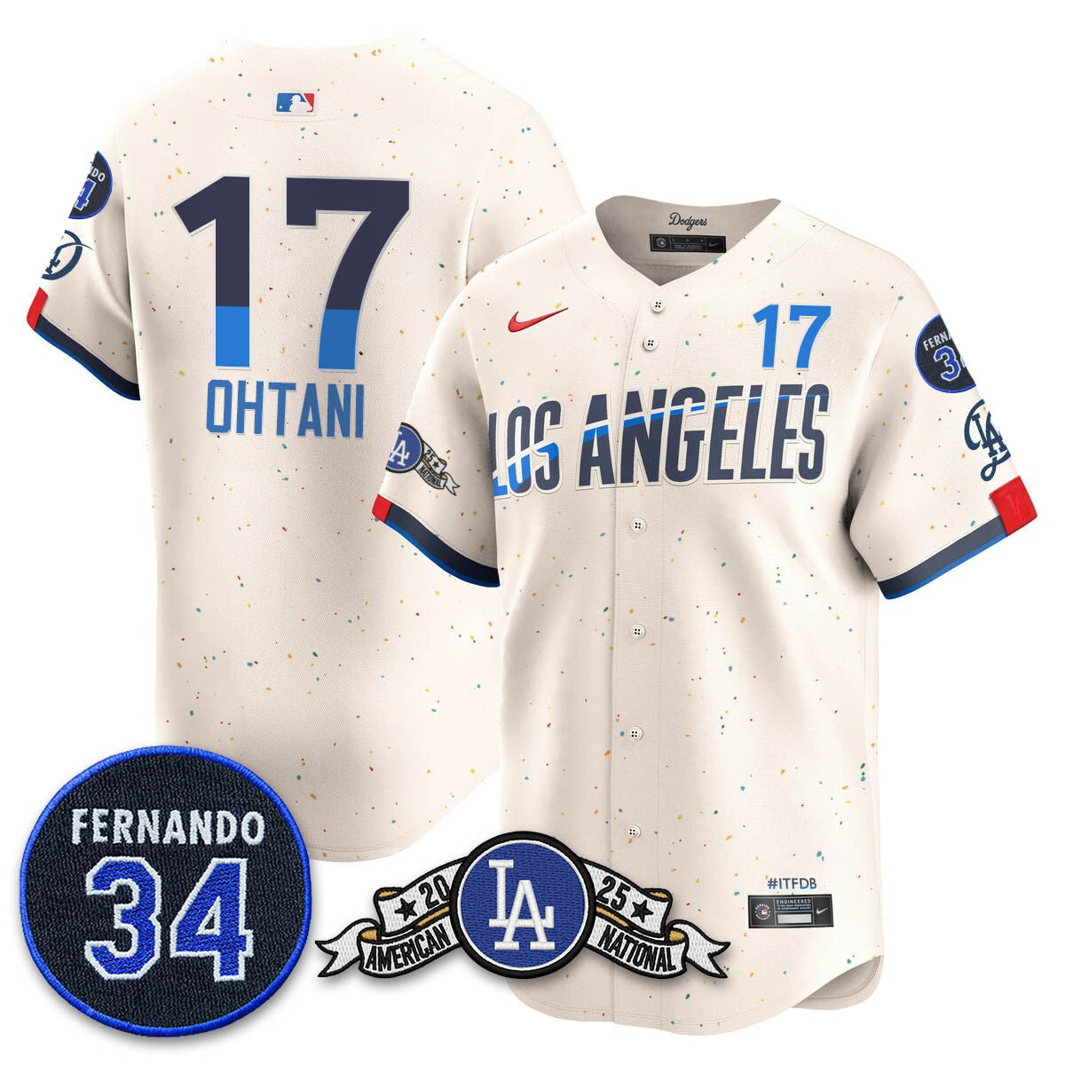 Los Angeles Dodgers 2025 National League Champions Jersey - All Stitched