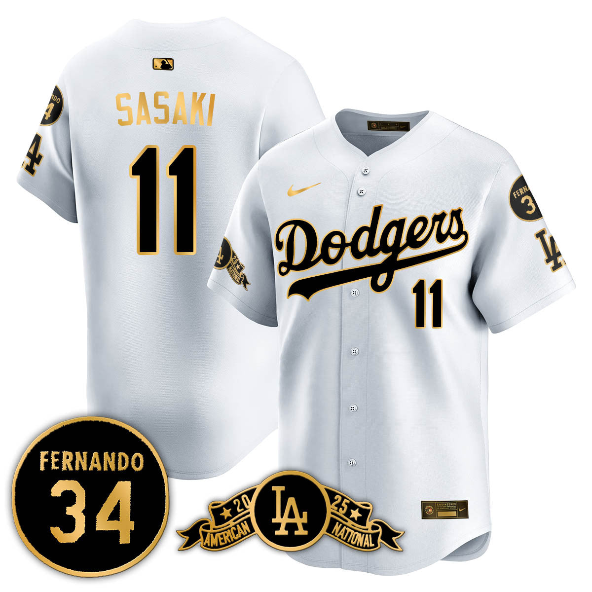 Los Angeles Dodgers 2025 National League Champions Jersey - All Stitched