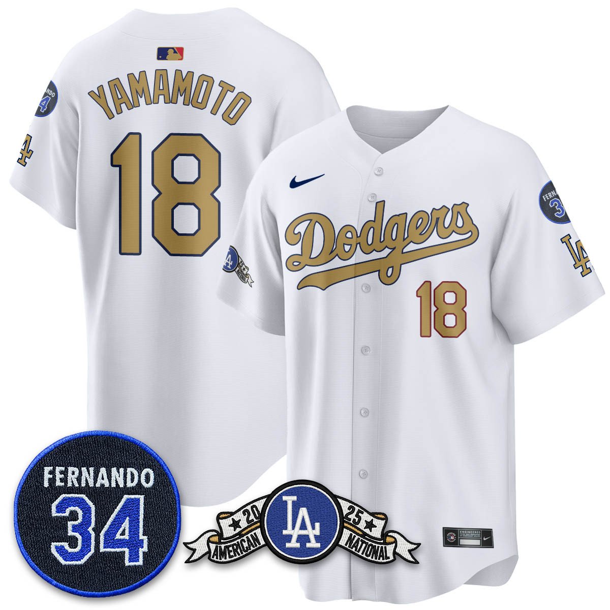 Los Angeles Dodgers 2025 National League Champions Jersey - All Stitched