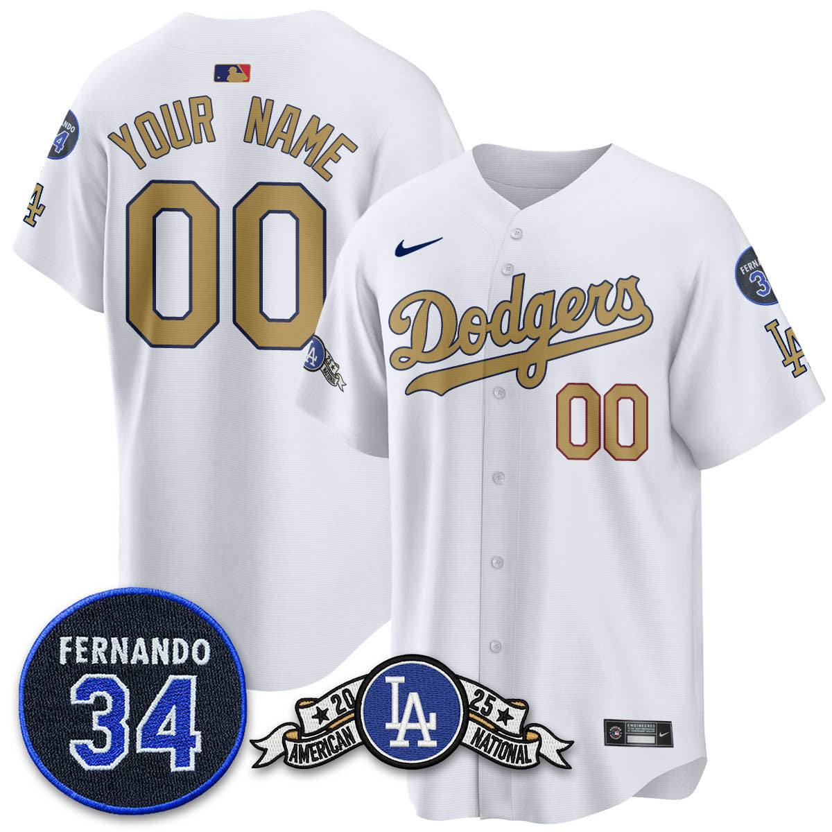 Los Angeles Dodgers 2025 National League Champions Jersey - All Stitched