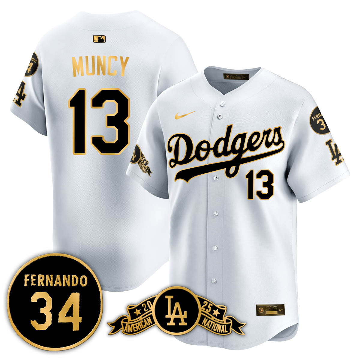 Los Angeles Dodgers 2025 National League Champions Jersey - All Stitched