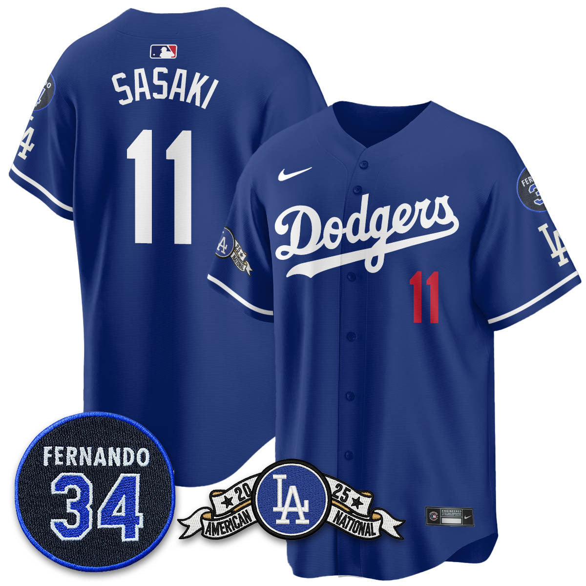 Los Angeles Dodgers 2025 National League Champions Jersey - All Stitched