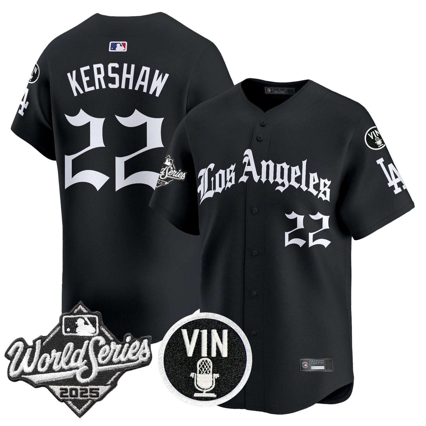 Men's Dodgers 2025 World Series Vapor Premier Limited Jersey - LA Gothic Edition - All Stitched