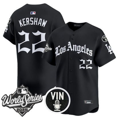 Men's Dodgers 2025 World Series Vapor Premier Limited Jersey - LA Gothic Edition - All Stitched