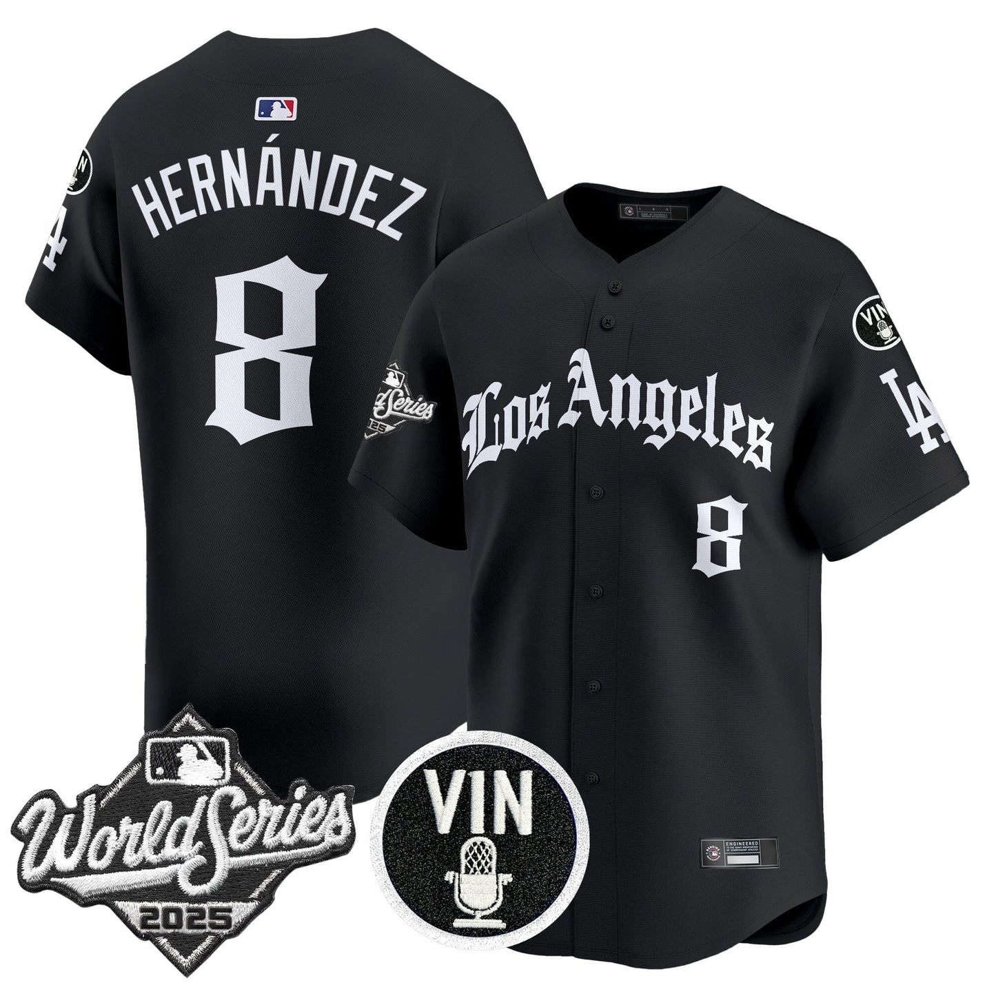 Men's Dodgers 2025 World Series Vapor Premier Limited Jersey - LA Gothic Edition - All Stitched