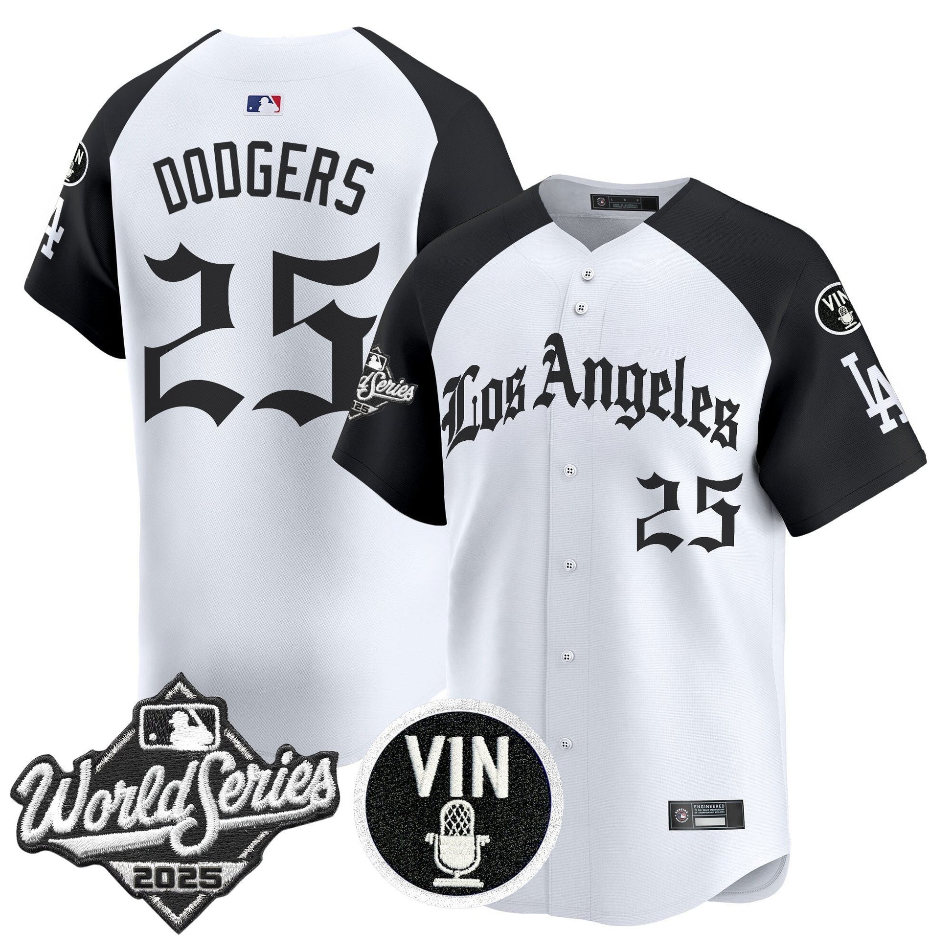 Men's Dodgers 2025 World Series Vapor Premier Limited Jersey - LA Gothic Edition - All Stitched