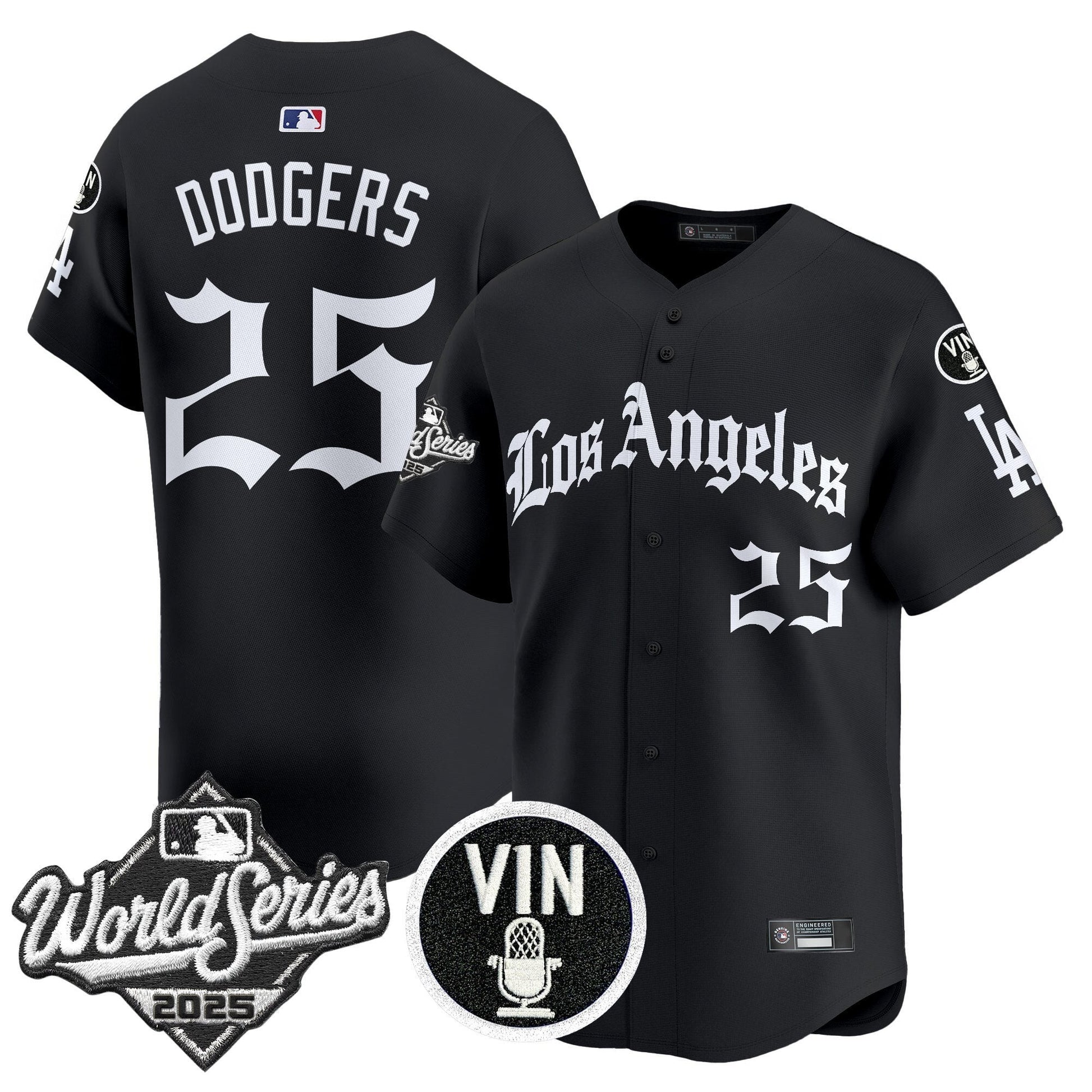 Men's Dodgers 2025 World Series Vapor Premier Limited Jersey - LA Gothic Edition - All Stitched