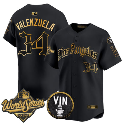 Men's Dodgers 2025 World Series Vapor Premier Limited Jersey - LA Gothic Edition - All Stitched