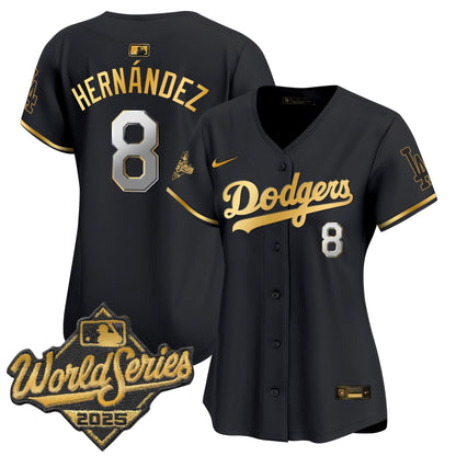 Women's Dodgers 2025 World Series Gold Trim Vapor Premier Limited Jersey - All Stitched
