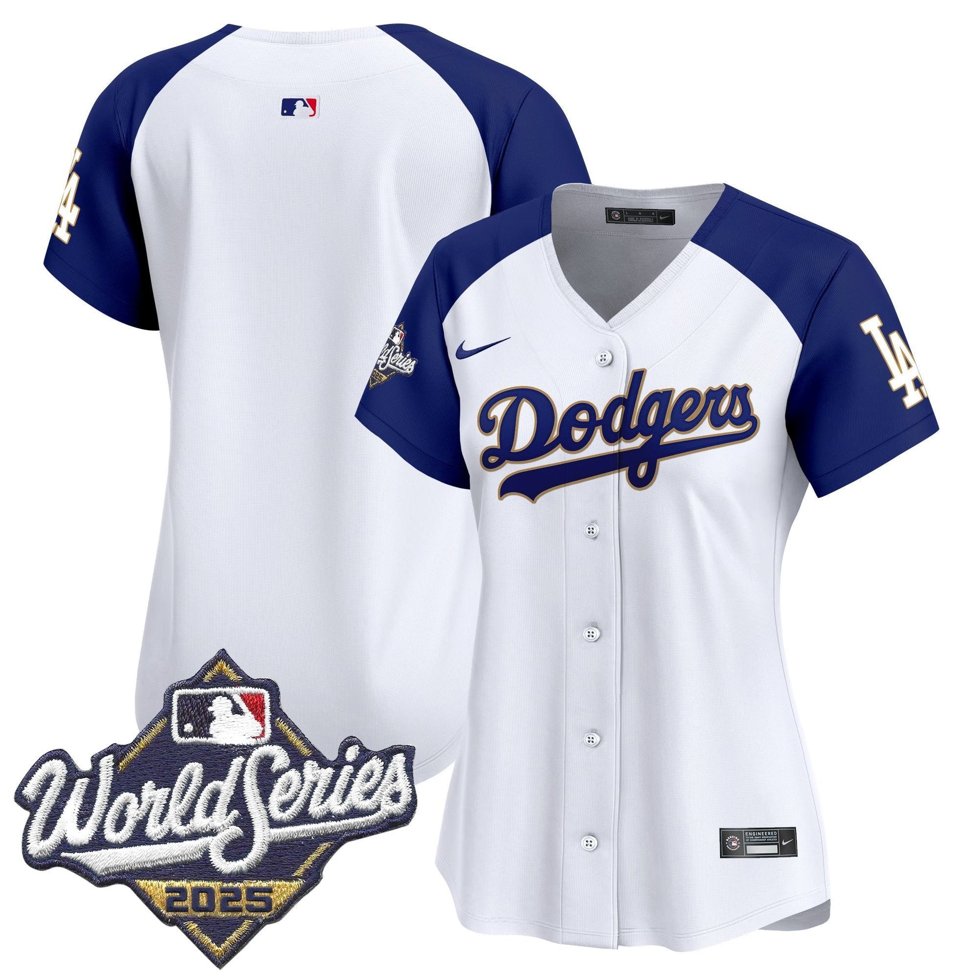 Women's Dodgers 2025 World Series Gold Trim Vapor Premier Limited Jersey - All Stitched