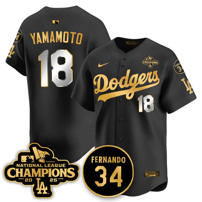 Los Angeles Dodgers 2025 NL Champions Jersey - All Stitched