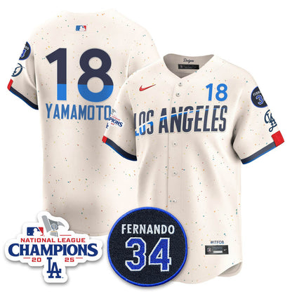 Los Angeles Dodgers 2025 NL Champions Jersey - All Stitched