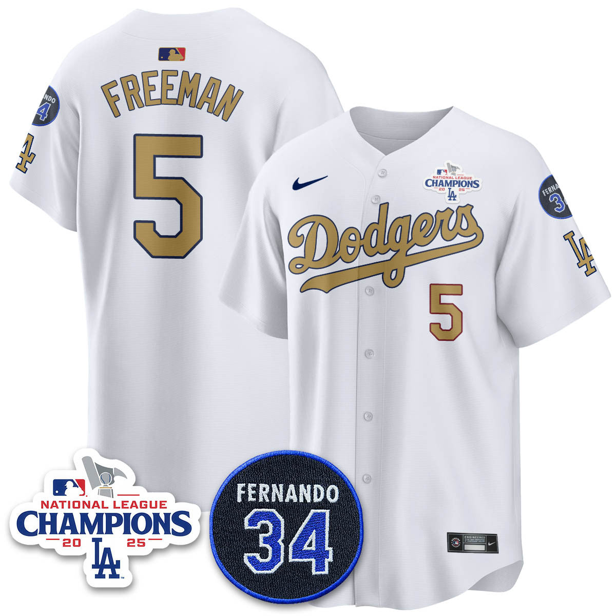 Los Angeles Dodgers 2025 NL Champions Jersey - All Stitched
