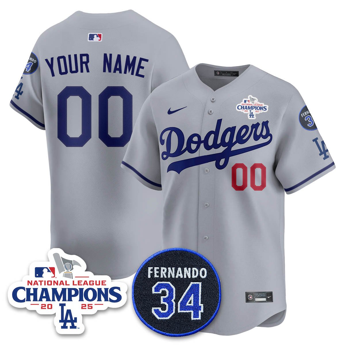 Custom Los Angeles Dodgers 2025 NL Champions Jersey - All Stitched