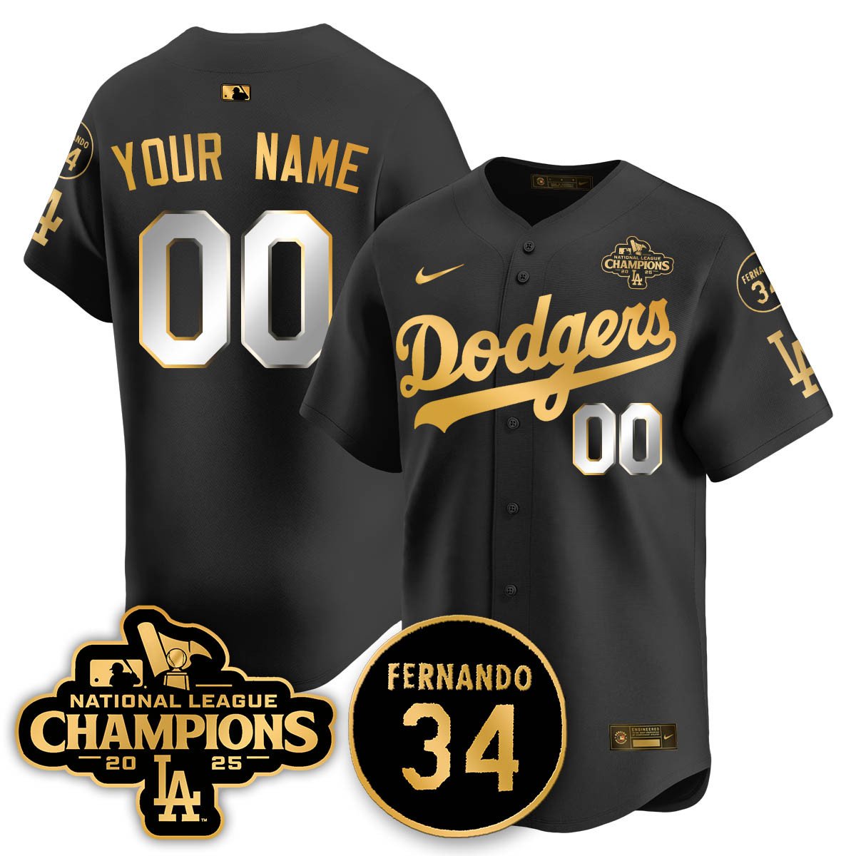 Custom Los Angeles Dodgers 2025 NL Champions Jersey - All Stitched