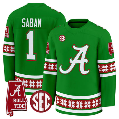 Men's Alabama Crimson Tide Football 2025 'Christmas Edition' Premium Jersey - Hockey Style - Stitched