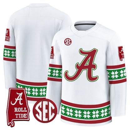 Men's Alabama Crimson Tide Football 2025 'Christmas Edition' Premium Jersey - Hockey Style - Stitched