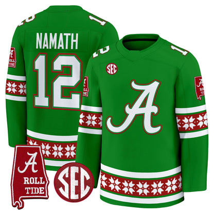 Men's Alabama Crimson Tide Football 2025 'Christmas Edition' Premium Jersey - Hockey Style - Stitched