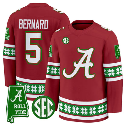 Men's Alabama Crimson Tide Football 2025 'Christmas Edition' Premium Jersey - Hockey Style - Stitched
