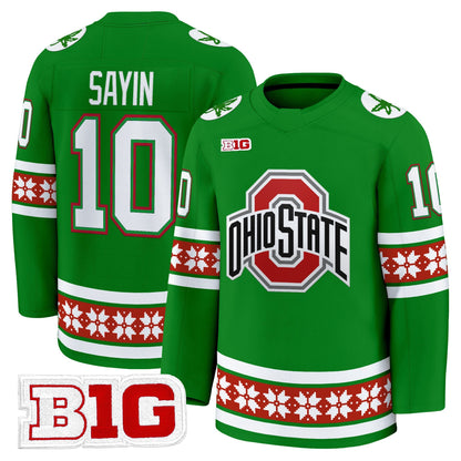 Men's Ohio State Buckeyes Football 2025 'Christmas Edition' Premium Jersey - Hockey Style - Stitched