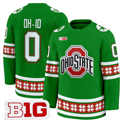 Men's Ohio State Buckeyes Football 2025 'Christmas Edition' Premium Jersey - Hockey Style - Stitched