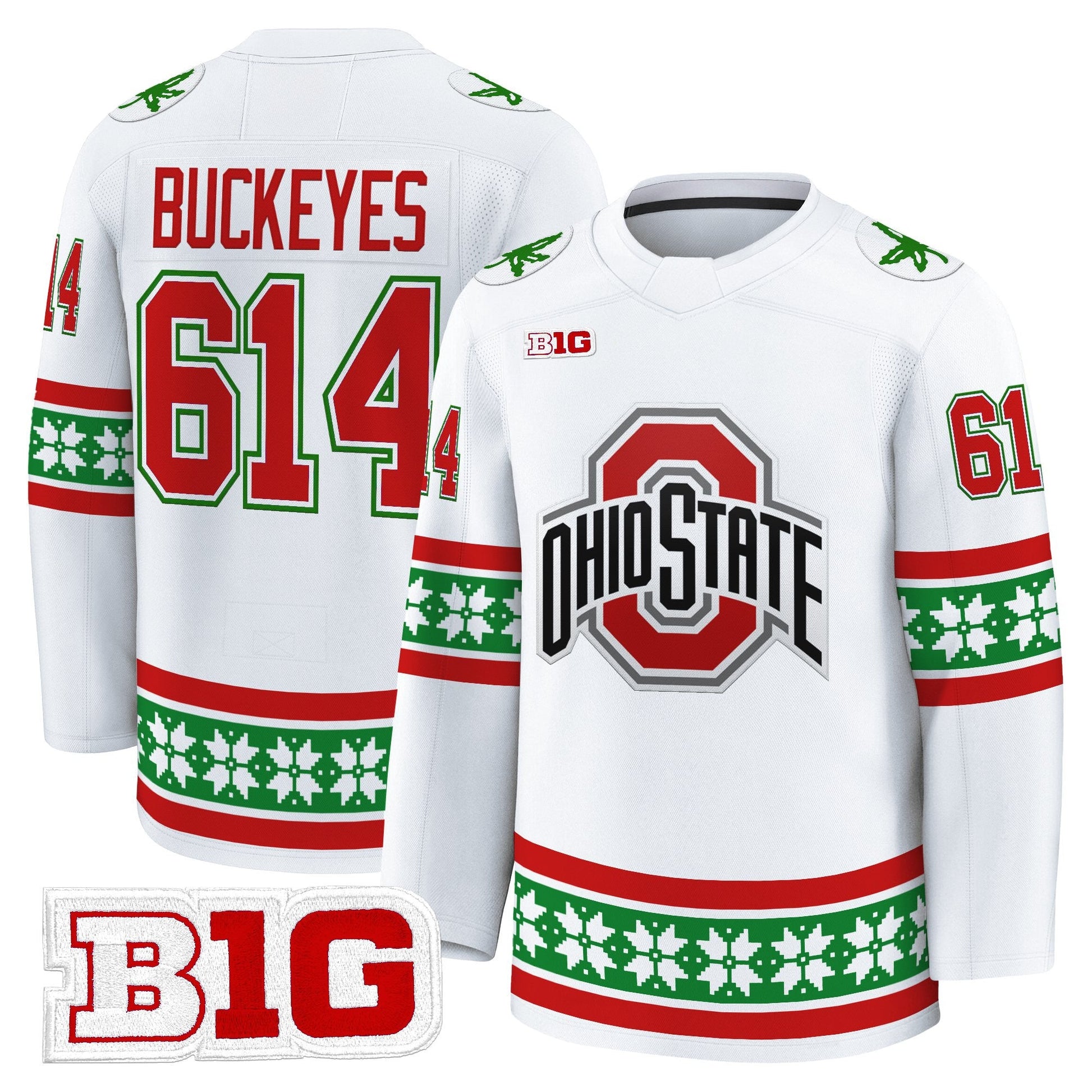 Men's Ohio State Buckeyes Football 2025 'Christmas Edition' Premium Jersey - Hockey Style - Stitched