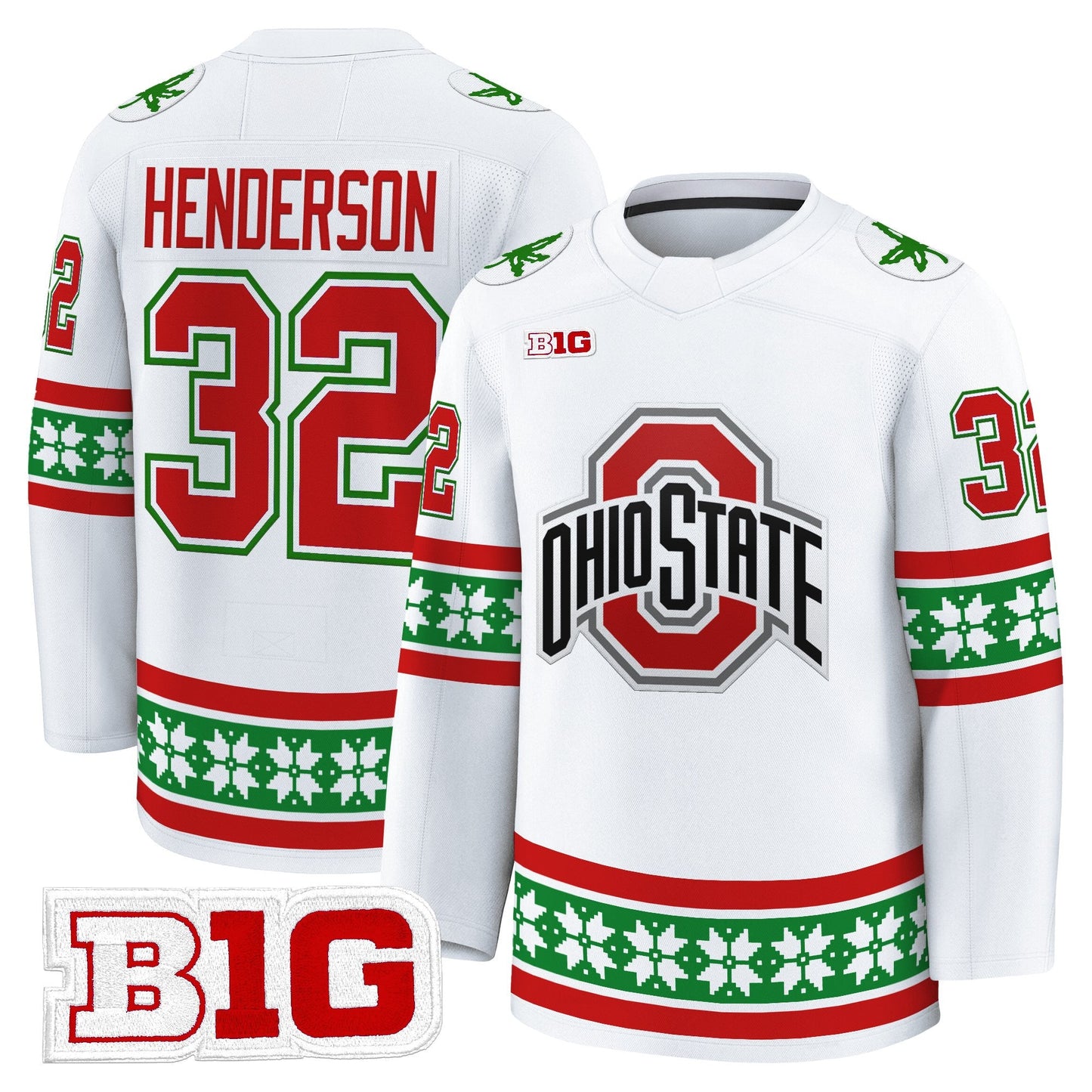 Men's Ohio State Buckeyes Football 2025 'Christmas Edition' Premium Jersey - Hockey Style - Stitched