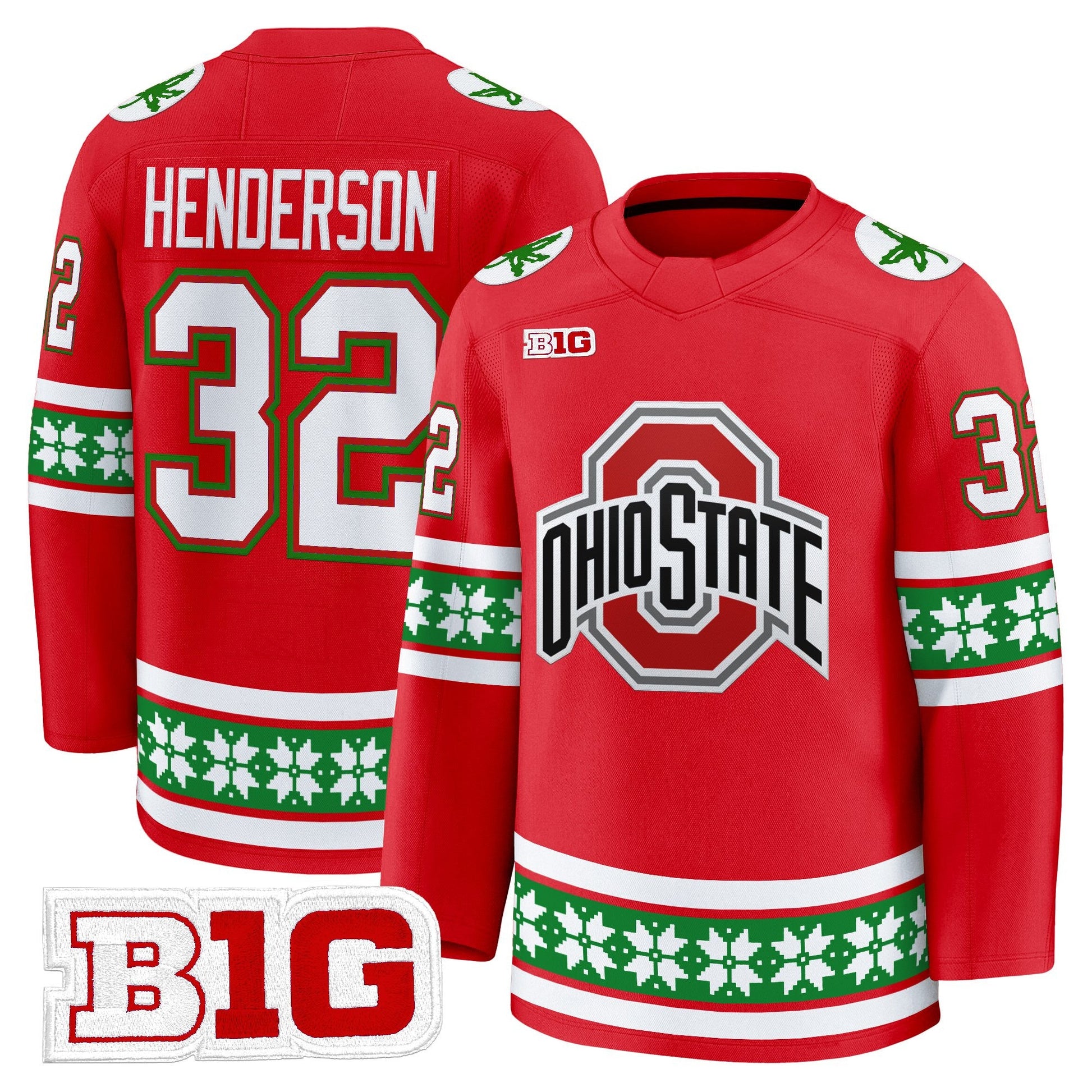 Men's Ohio State Buckeyes Football 2025 'Christmas Edition' Premium Jersey - Hockey Style - Stitched